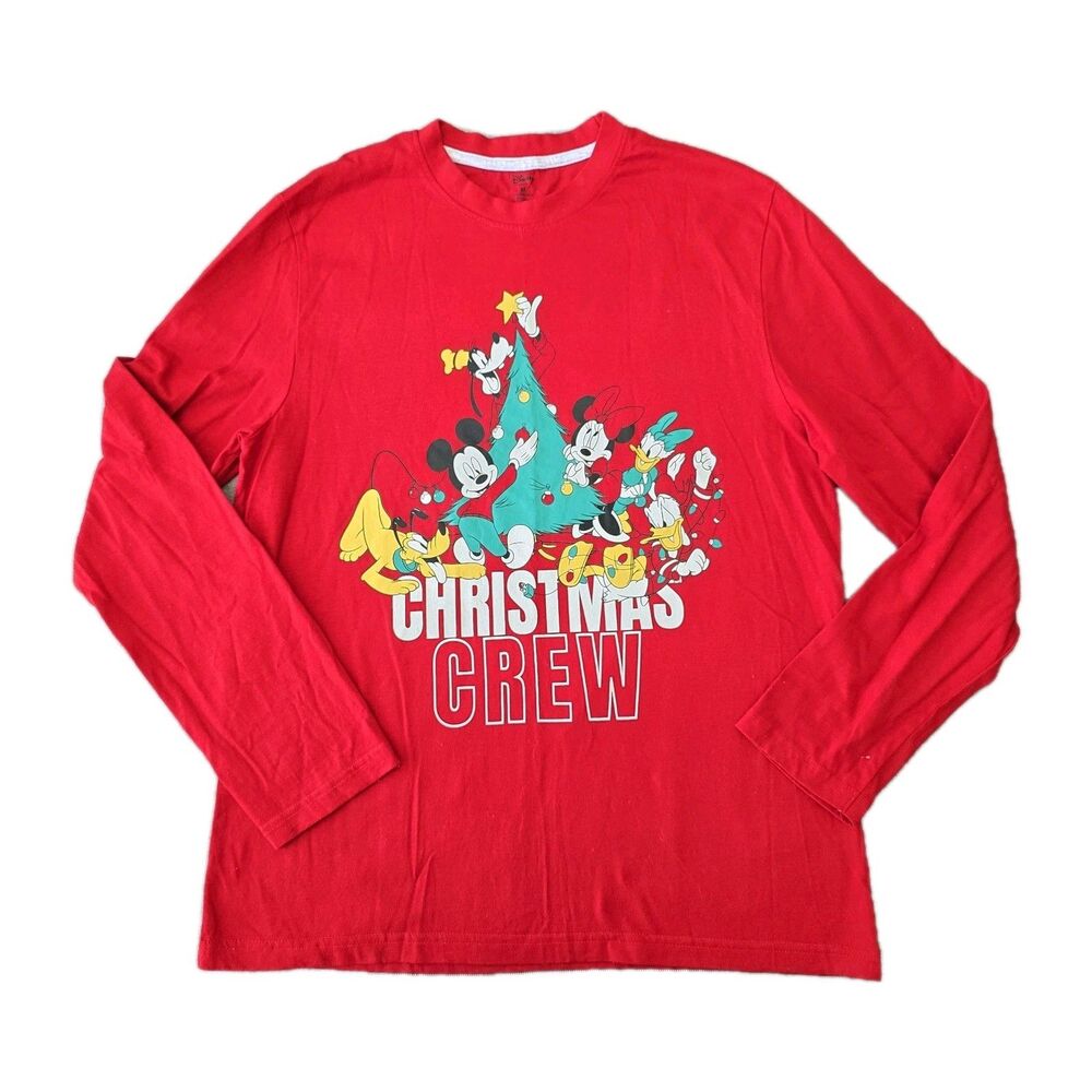 Disney Mickey Mouse Christmas Crew Holiday Pajama Lounge Top Only Mens Medium